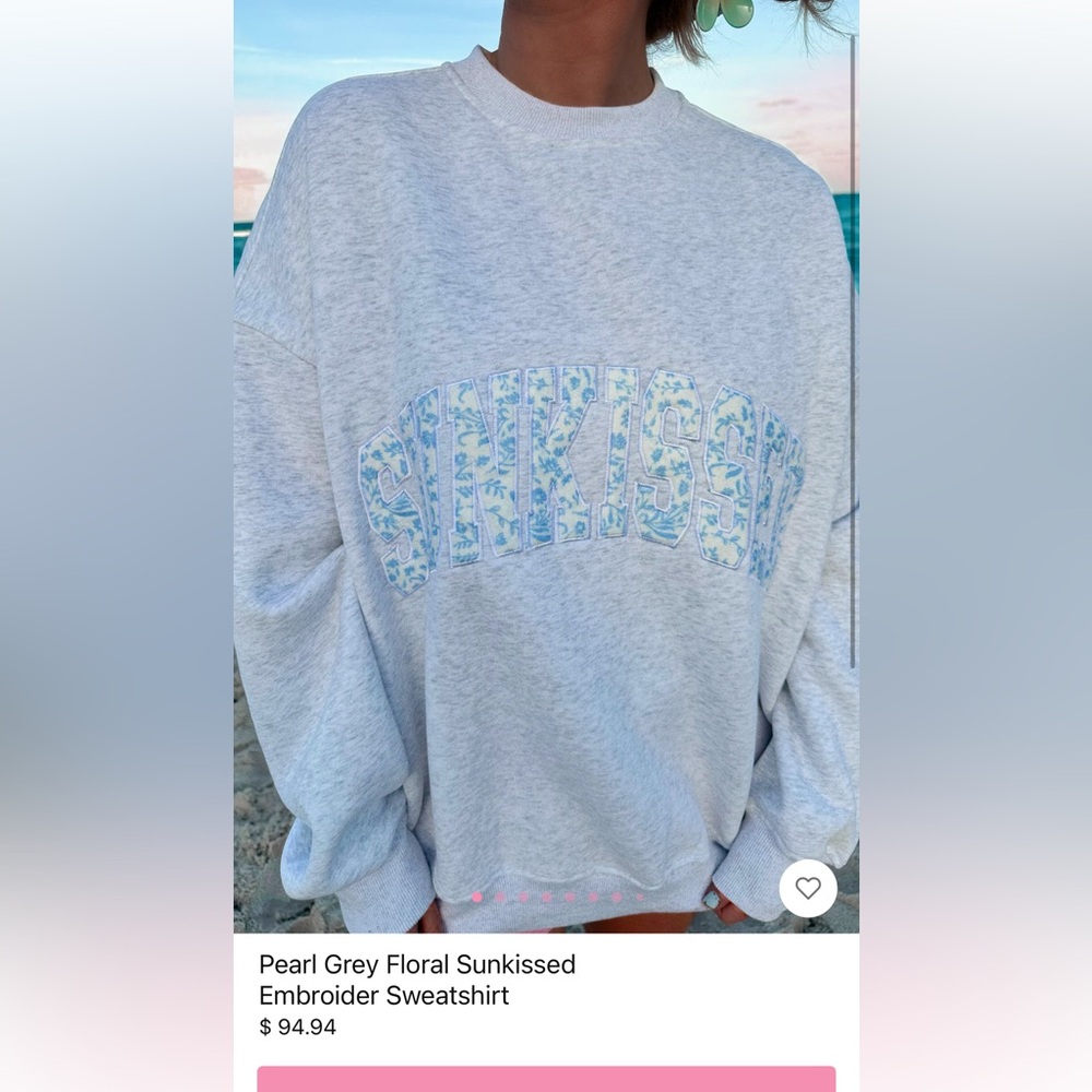 Sunkissed Coconut Floral Embroidery Sweatshirt